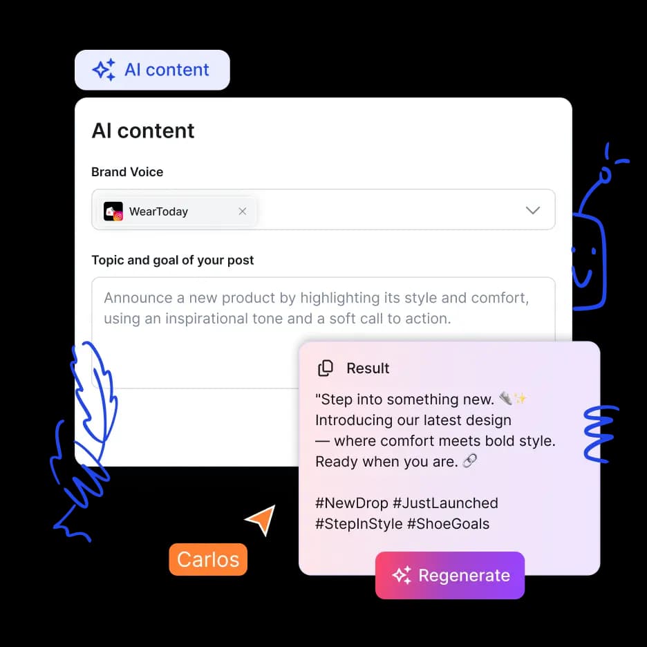IA progettata per i social media manager.